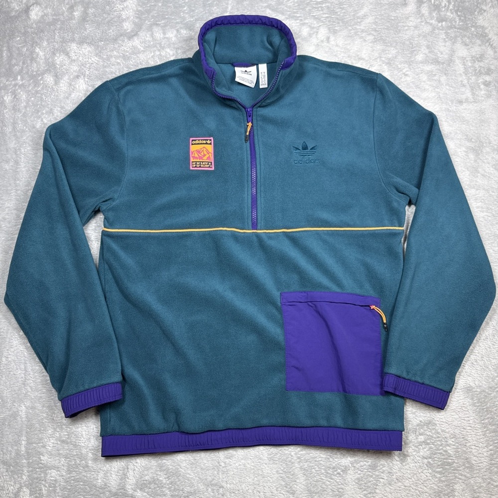 Adidas Adiplore Teal Polar Fleece Pullover Men Small Teal Half Zip